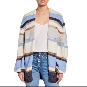 Veronica Beard Elizabeth striped open front light weave cardigan sweater